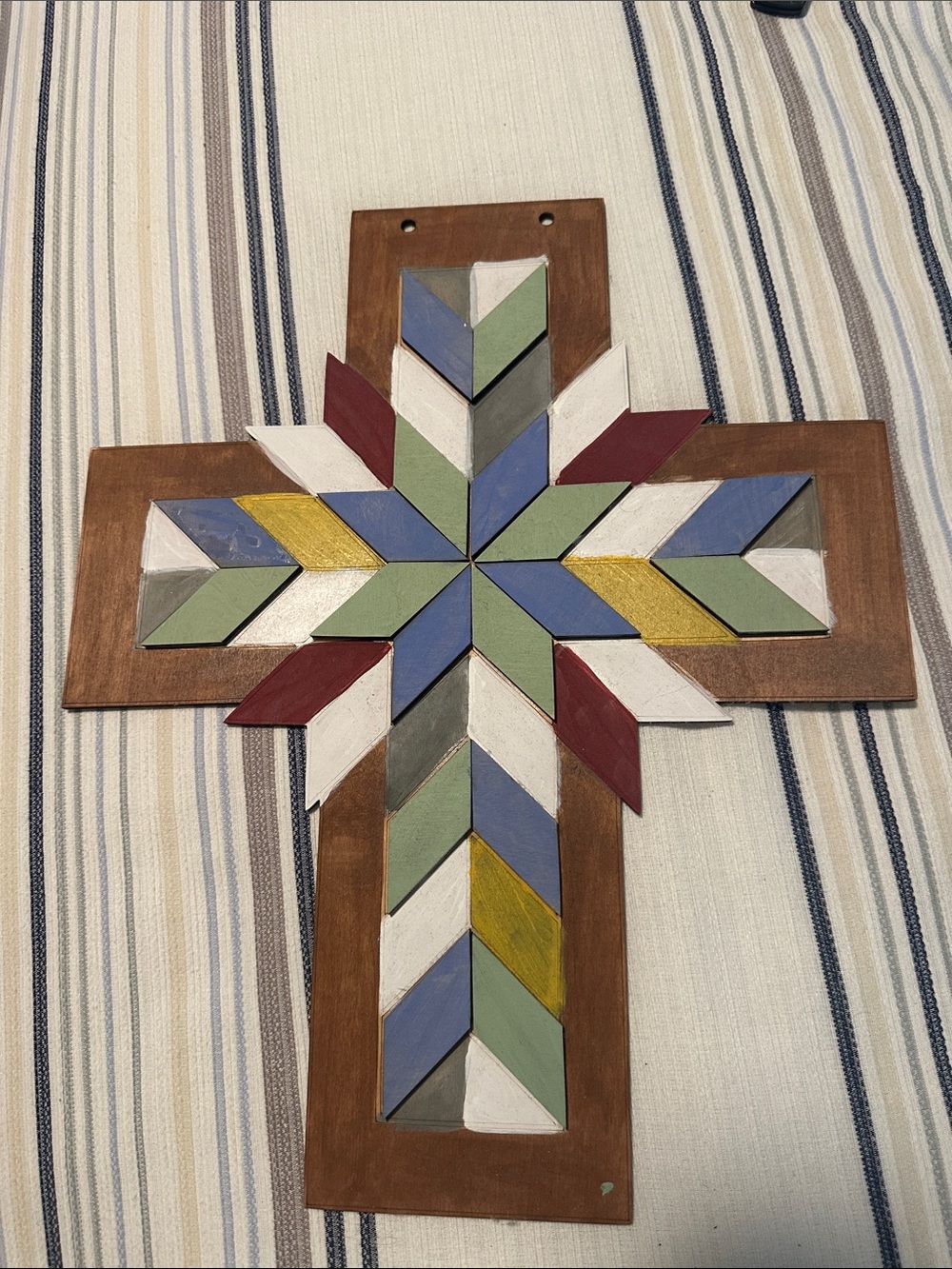 Handcrafted Wooden Cross Wall Decor in Multi-Color